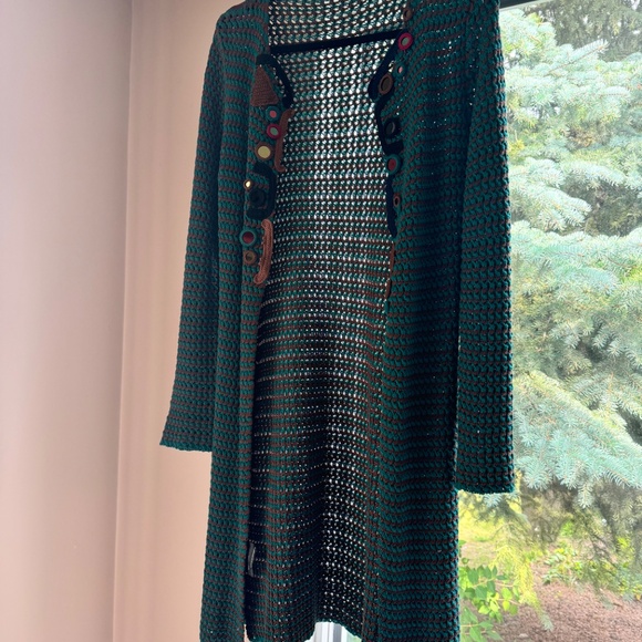 Authentic Prada Long Cardigan Sweater Vintage Green/Brown Stunning and unique. - Picture 7 of 16